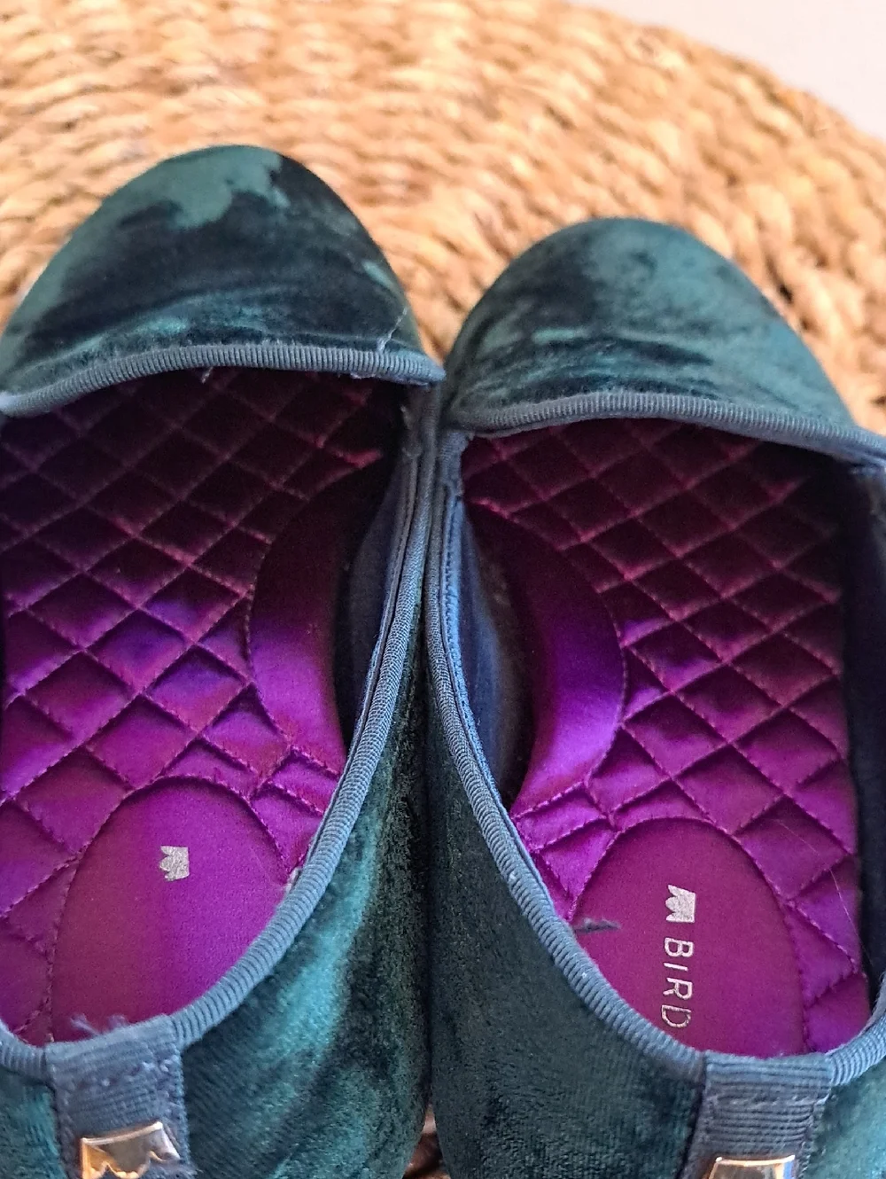 Birdies Womens Starling Green Velvet Preppy/Festive/Holiday Smoking Loafers 6.5